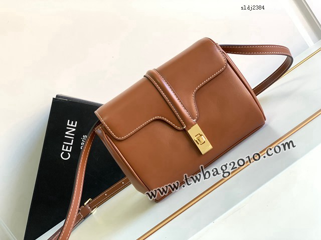 Celine專櫃23s春季新品SOFT16迷你光滑牛皮革手袋 賽琳單肩斜挎全皮女包 sldj2384