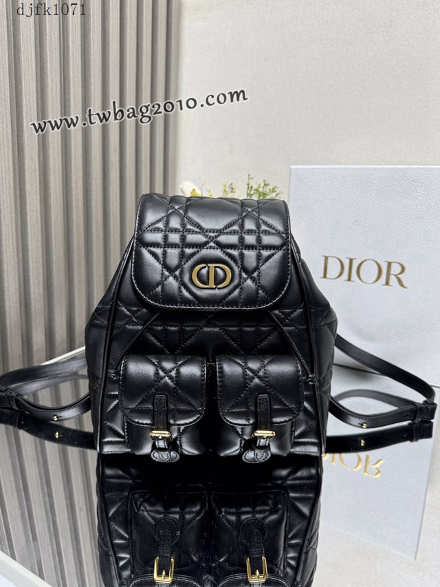 Dior专柜新款迪奥顶级原单Caro大号双肩背包黑色羊皮革超大藤格 djfk1071