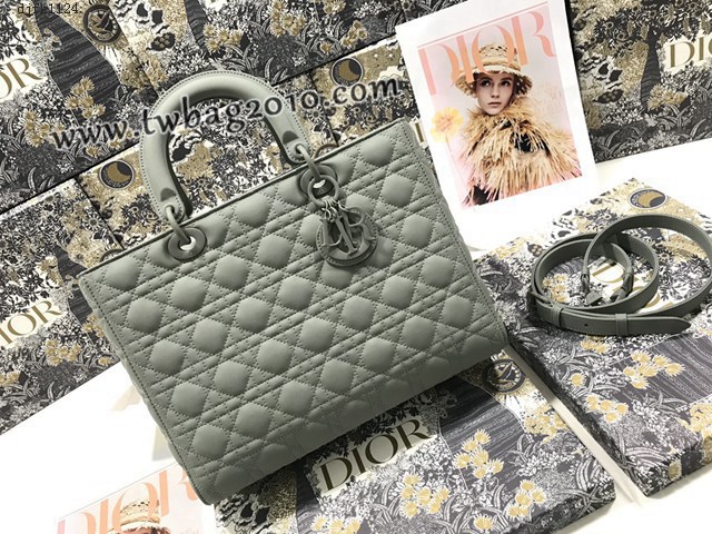 Dior专柜新款迪奥顶级原单Lady七格磨砂藤格纹牛皮翻盖手提女包 djfk1124
