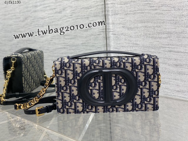 Dior专柜新款迪奥顶级原单蓝色老花Signature迷你链条手袋 djfk1130
