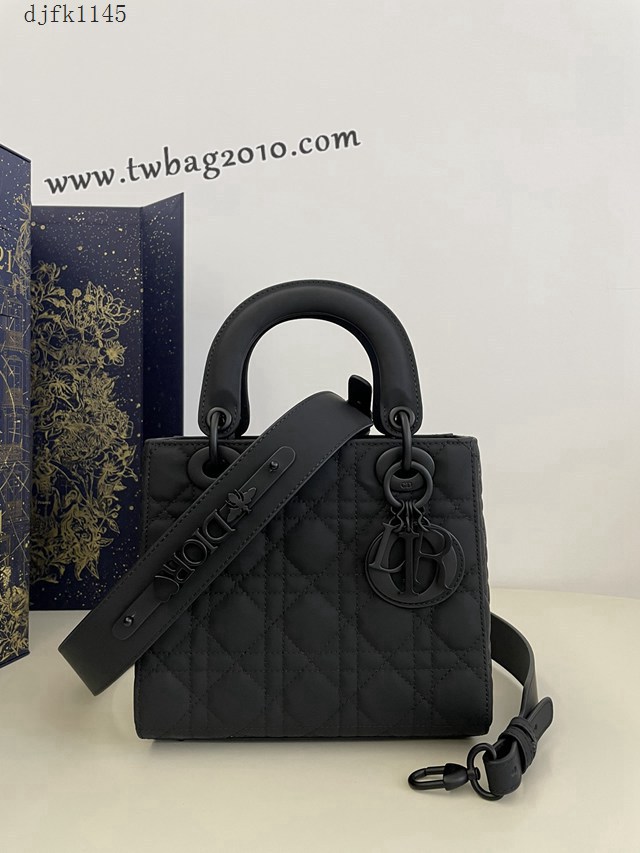 Dior专柜新款迪奥顶级原单雾面黑Lady戴妃四格系列手提包 djfk1145