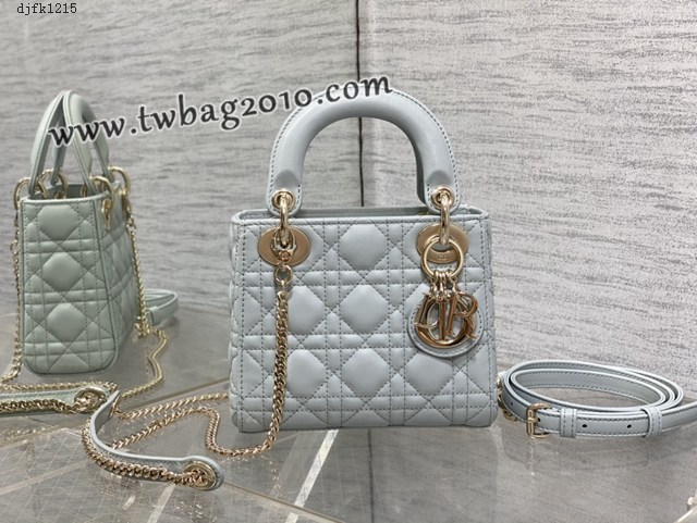 Dior专柜新款Lady女包迪奥顶级原单三格湖水蓝Classic Lady戴妃包 djfk1215
