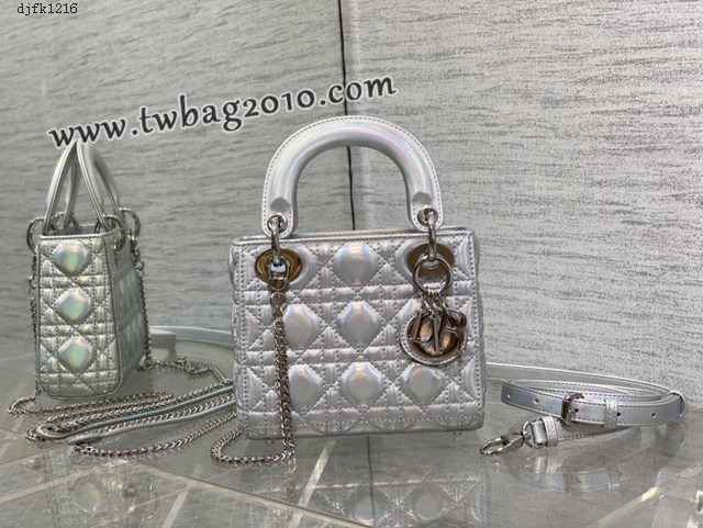 Dior专柜新款Lady女包迪奥顶级原单三格幻彩银Classic Lady戴妃包 djfk1216