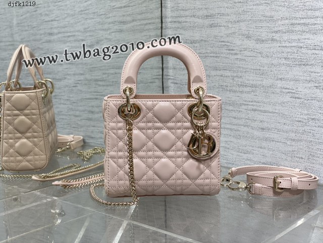 Dior专柜新款Lady女包迪奥顶级原单三格胭脂粉色Classic Lady戴妃包 djfk1219