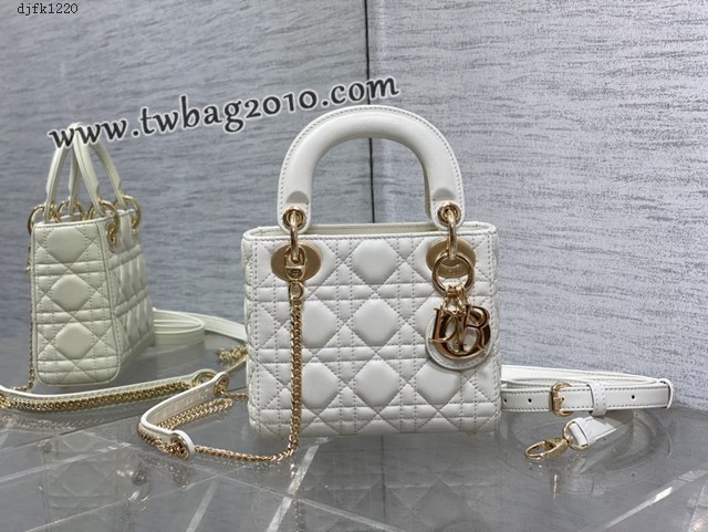 Dior专柜新款Lady女包迪奥顶级原单三格白色Classic Lady戴妃包 djfk1220