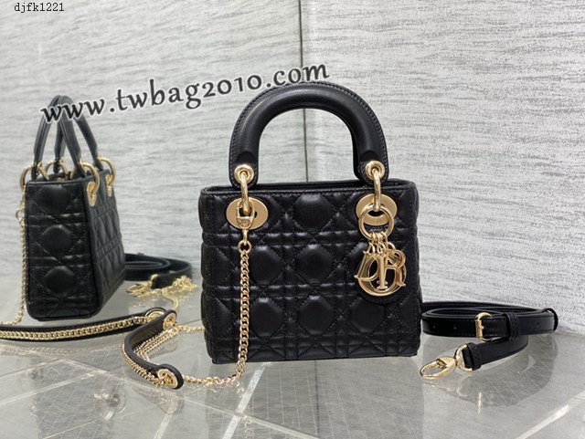 Dior专柜新款Lady女包迪奥顶级原单三格黑色Classic Lady戴妃包 djfk1221