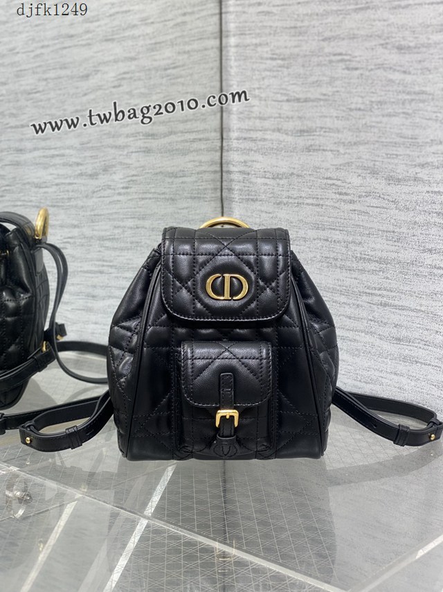 Dior专柜新款迪奥高仿原单黑色Caro秋冬系列小号双肩包 djfk1249