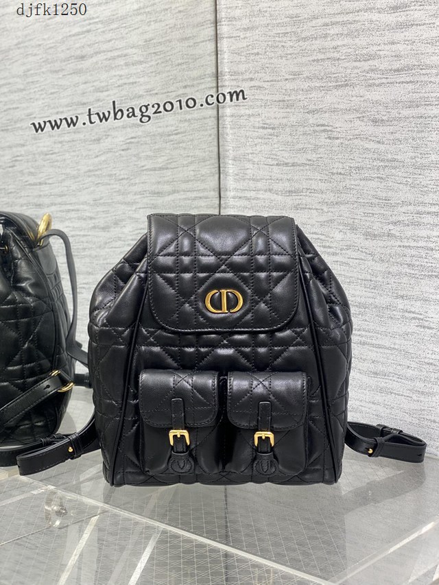 Dior专柜新款迪奥高仿原单黑色Caro秋冬系列大号双肩包 djfk1250
