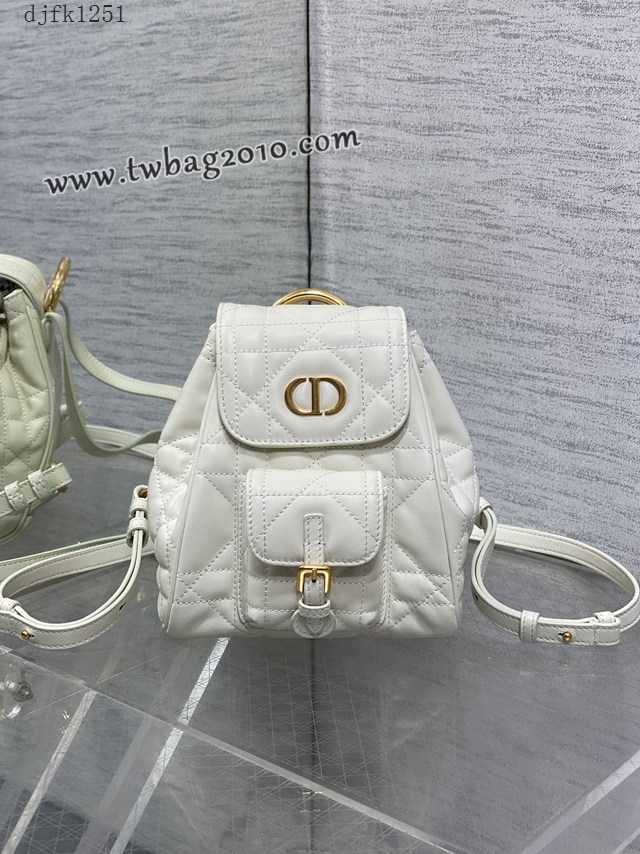 Dior专柜新款迪奥高仿原单白色Caro秋冬系列小号双肩包 djfk1251