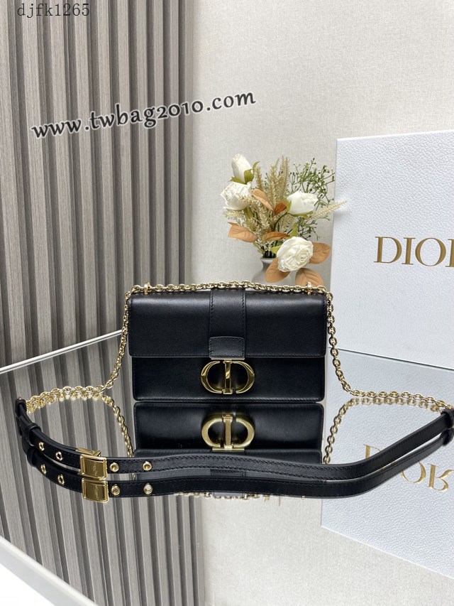 Dior专柜新款迪奥高仿原单蒙田30全皮黑色链条款小号肩背斜挎包 djfk1265
