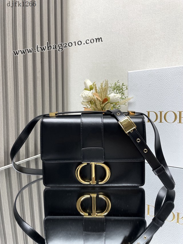 Dior专柜新款迪奥高仿原单蒙田30全皮黑色链条款肩背斜挎包 djfk1266