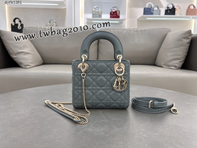 Dior专柜新款Lady女包迪奥高仿原单三格羊皮岩石灰Classic Lady戴妃包 djfk1281