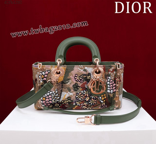 Dior专柜新款迪奥高仿原单Lady-Joy刺绣尾花手提女包 djfk1292