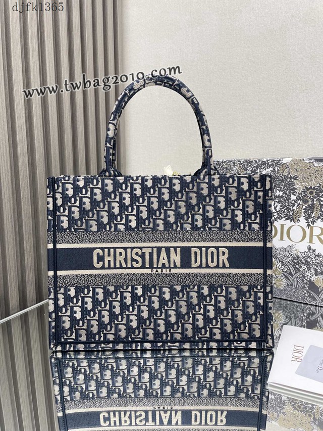 Dior专柜新款TOTE包迪奥高仿原单经典经典老花蓝中号购物袋手提托特包 djfk1365