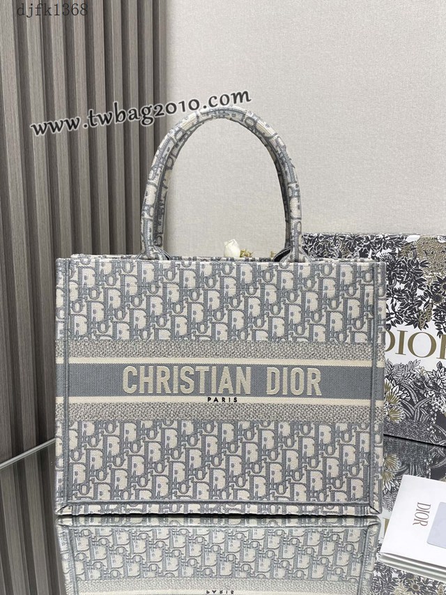 Dior专柜新款TOTE包迪奥高仿原单经典经典老花灰中号购物袋手提托特包 djfk1368