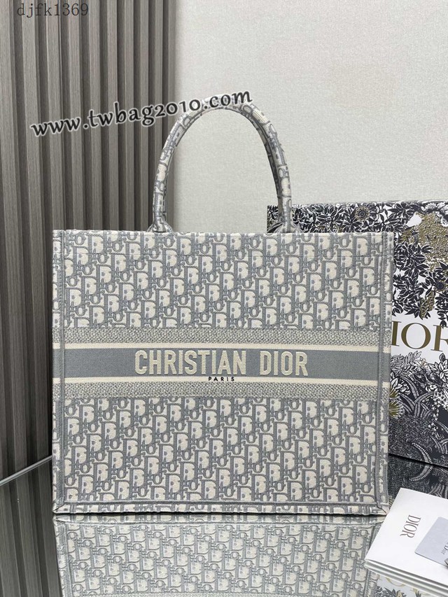 Dior专柜新款TOTE包迪奥高仿原单经典老花灰大号购物袋手提托特包 djfk1369