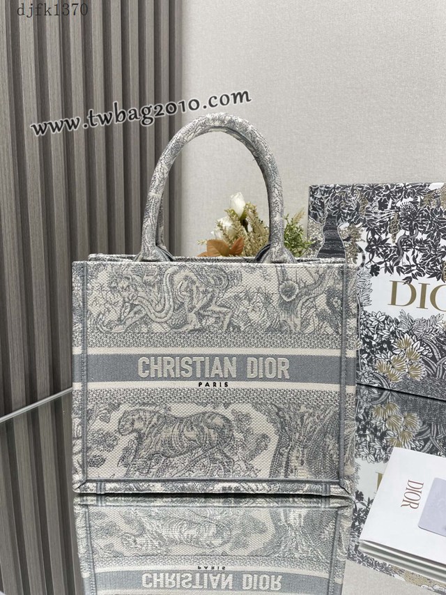 Dior专柜新款TOTE包迪奥高仿原单旧灰虎小号购物袋手提托特包 djfk1370