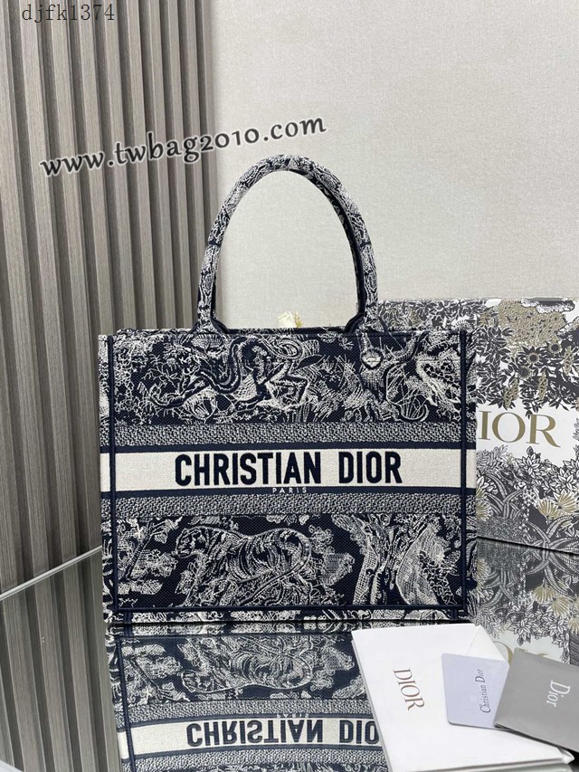 Dior专柜新款TOTE包迪奥高仿原单经典新蓝虎中号购物袋手提托特包 djfk1374