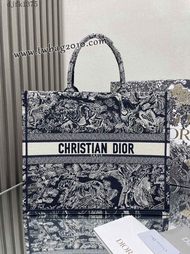 Dior专柜新款TOTE包迪奥高仿原单新蓝虎大号购物袋手提托特包 djfk1375