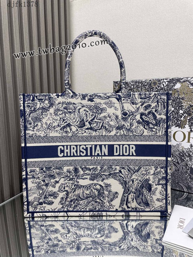 Dior专柜新款TOTE包迪奥高仿原单经典蓝虎大号购物袋手提托特包 djfk1378