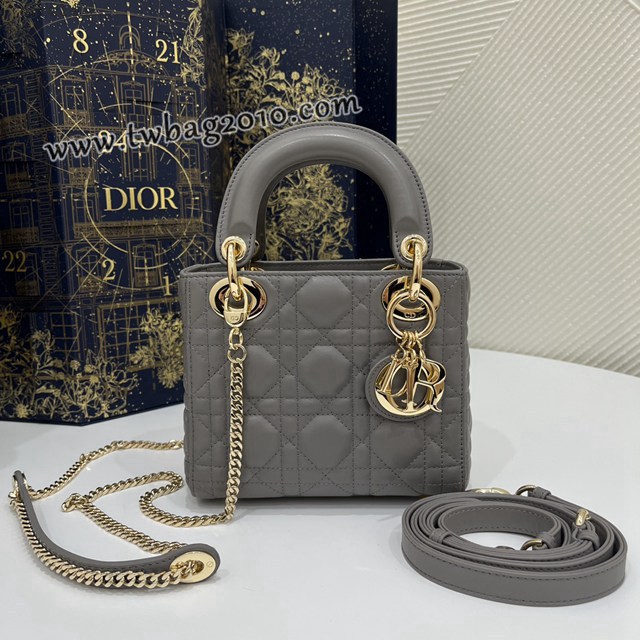Dior专柜新款Lady女包迪奥高仿原单大象灰金Classic Lady戴妃包三格手提女包 djfk1422