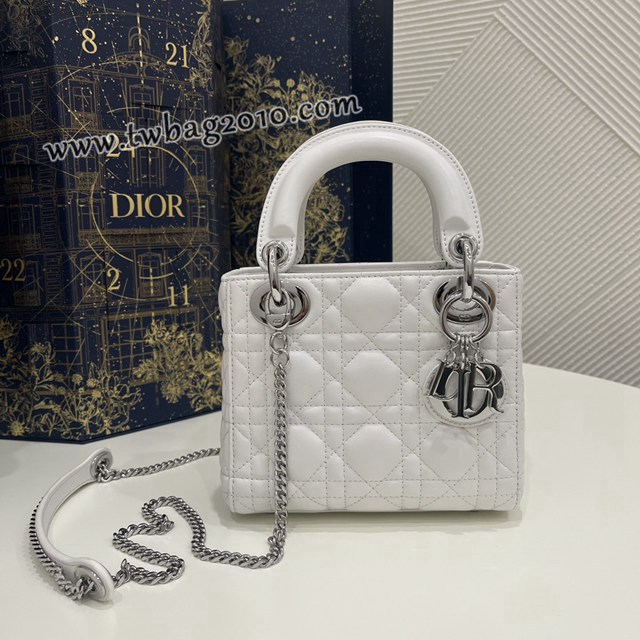 Dior专柜新款Lady女包迪奥高仿原单公主白银Classic Lady戴妃包三格手提女包 djfk1423