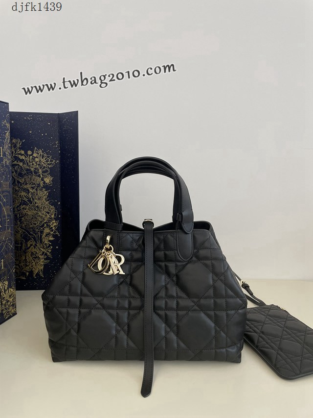 Dior专柜新款迪奥高仿原单中号黑色Toujours系列大菱格休闲女包 djfk1439
