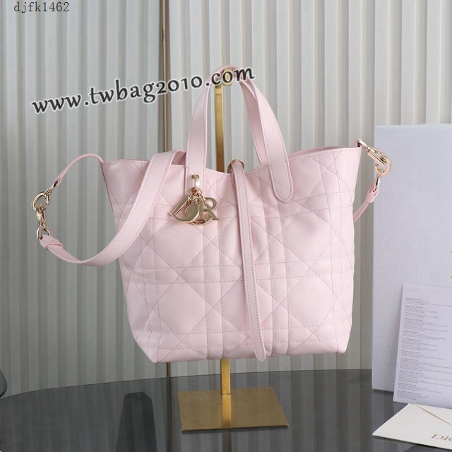Dior专柜新款迪奥高仿原单原厂级Toujours竖版系列中号粉色M2835菜篮子 djfk1462