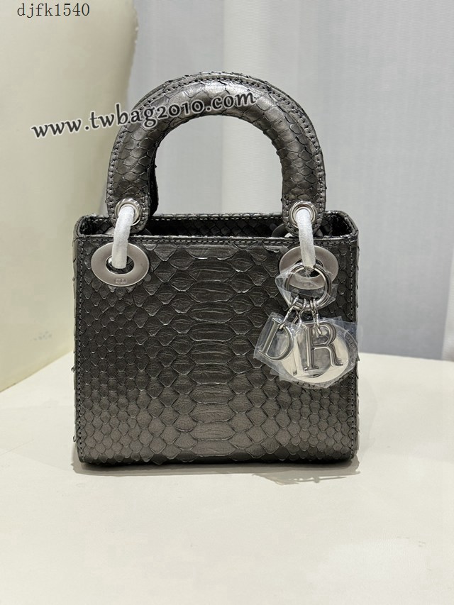 Dior专柜新款Lady女包迪奥高仿原单蟒蛇皮Ladymini三格戴妃手提单肩包 djfk1540