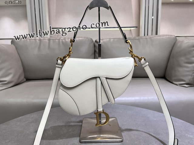 Dior专柜经典马鞍包迪奥高仿原单白色大号马鞍包腋下肩背包 djfk1633