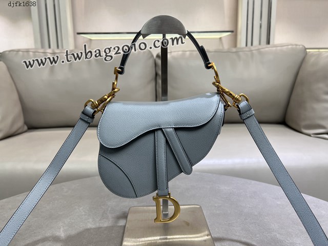 Dior专柜经典马鞍包迪奥高仿原单雾霾蓝小号马鞍包腋下肩背包 djfk1638