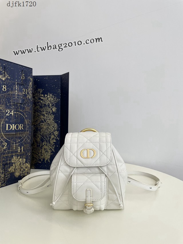 Dior专柜新款迪奥高仿原单白色小号Caro秋冬系列双肩包 djfk1720