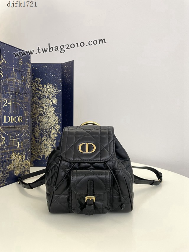 Dior专柜新款迪奥高仿原单黑色小号Caro秋冬系列双肩包 djfk1721