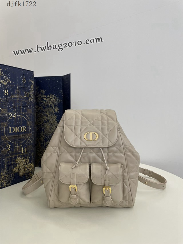 Dior专柜新款迪奥高仿原单奶油杏中号Caro秋冬系列双肩包 djfk1722