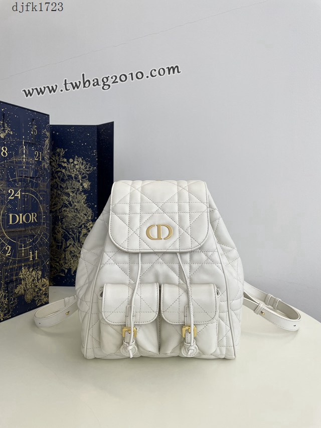 Dior专柜新款迪奥高仿原单白色中号Caro秋冬系列双肩包 djfk1723