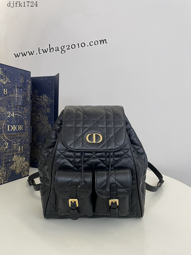 Dior专柜新款迪奥高仿原单黑色中号Caro秋冬系列双肩包 djfk1724