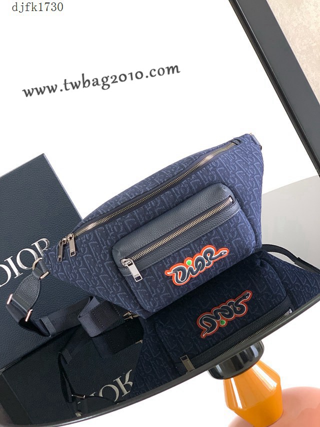 Dior专柜新款AND KAWS限定系列迪奥高仿原单Rider2.0拉链式腰包 djfk1730