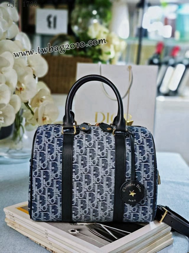 Dior专柜新款Groove 16迷你手袋迪奥高仿原单中号牛仔保龄球枕头包 djfk1733