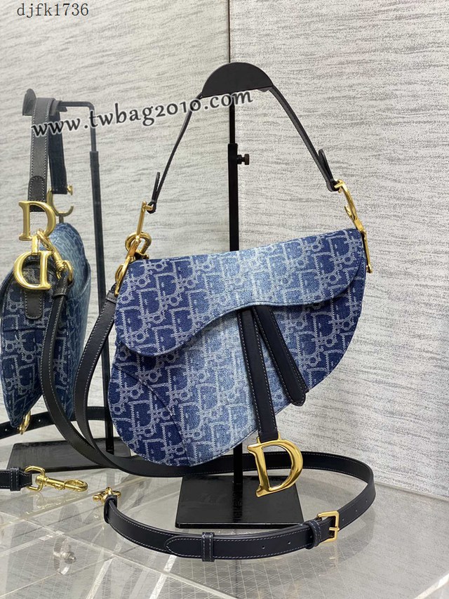 Dior专柜新款迪奥高仿原单Saddle马鞍丹宁系列小号马鞍包 djfk1736