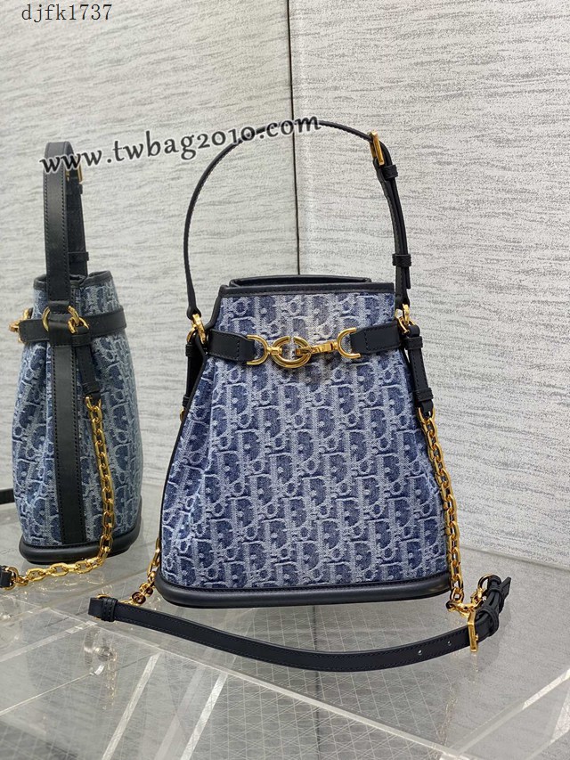Dior专柜新款迪奥高仿原单大号C‘est丹宁系列水桶包 djfk1737
