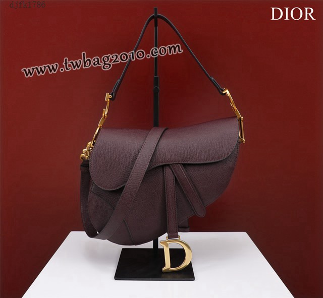 Dior专柜新款迪奥高仿原单长肩带大小号牛皮马鞍包手拎斜挎包 djfk1786