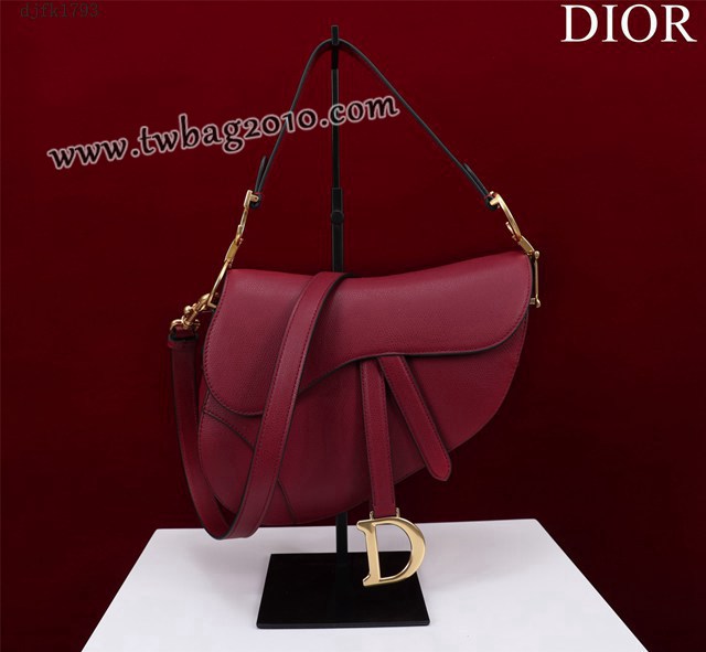 Dior专柜新款迪奥高仿原单长肩带大小号牛皮马鞍包手拎斜挎包 djfk1793