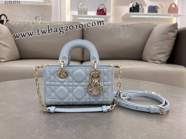 Dior专柜新款迪奥高仿原单太空蓝羊皮Lady D-Joy手袋手提肩背斜挎女包 djfk1831