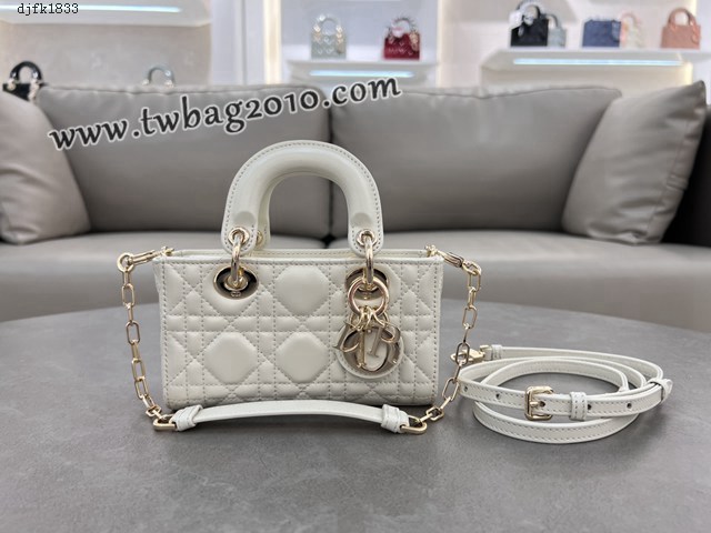 Dior专柜新款迪奥高仿原单白色羊皮Lady D-Joy手袋手提肩背斜挎女包 djfk1833