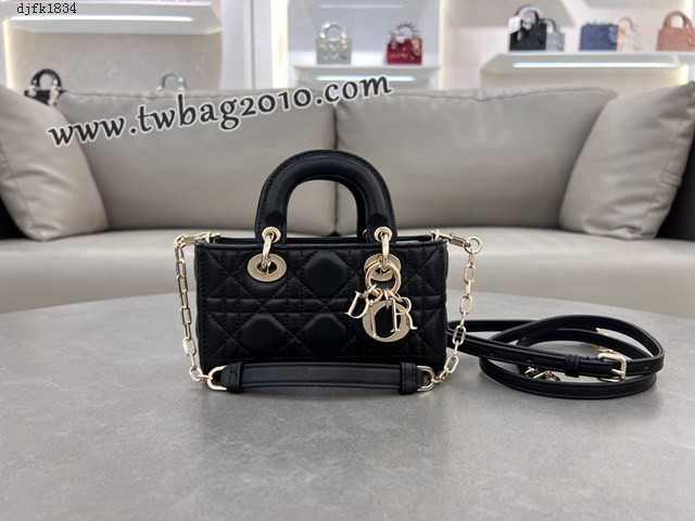 Dior专柜新款迪奥高仿原单黑色羊皮Lady D-Joy手袋手提肩背斜挎女包 djfk1834