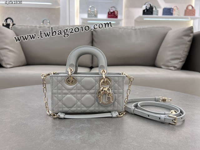Dior专柜新款迪奥高仿原单云雾灰羊皮Lady D-Joy手袋手提肩背斜挎女包 djfk1836
