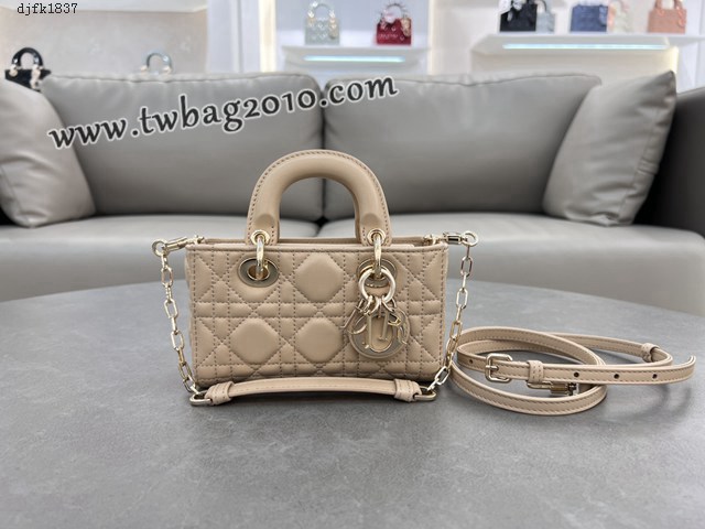 Dior专柜新款迪奥高仿原单焦糖米色羊皮Lady D-Joy手袋手提肩背斜挎女包 djfk1837