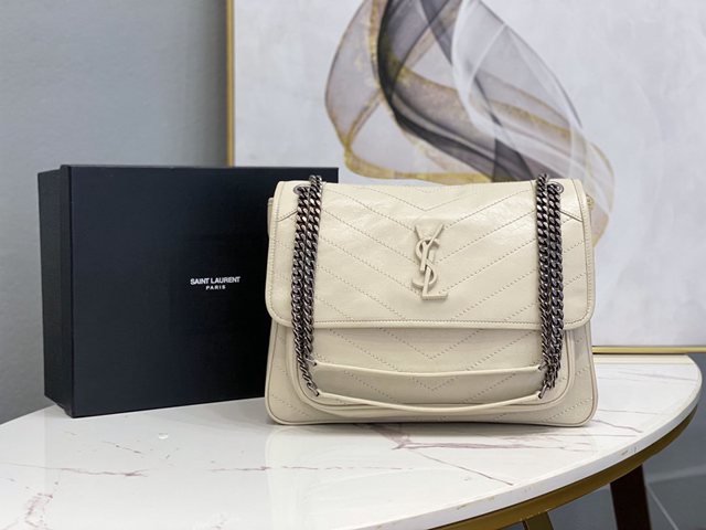 YSL专柜款女包 聖羅蘭經典款niki油蠟皮包包 YSL肩背斜挎包 498883  jjh1006