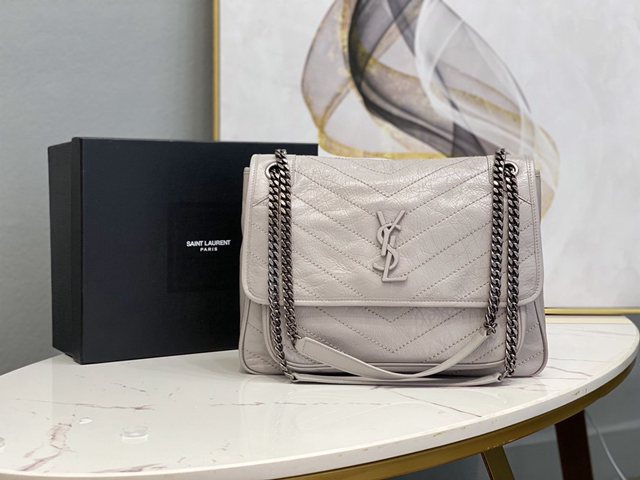 YSL专柜款女包 聖羅蘭經典款niki油蠟皮包包 YSL肩背斜挎包 498883  jjh1012