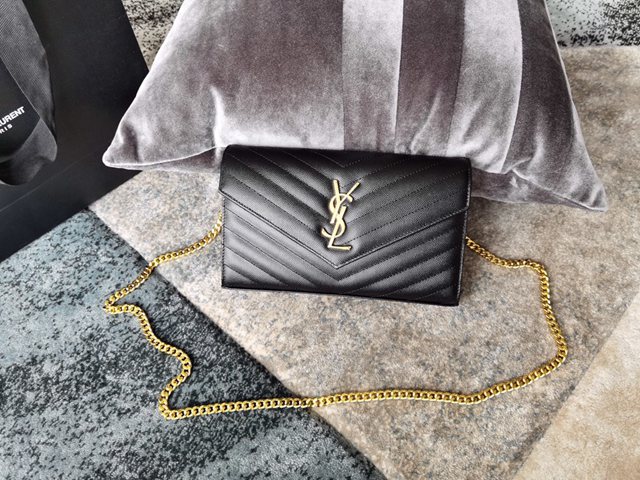 YSL专柜款女包 聖羅蘭經典款MONOGRAM魚子醬原廠皮信封包 YSL肩背斜挎包 377828  jjh1048